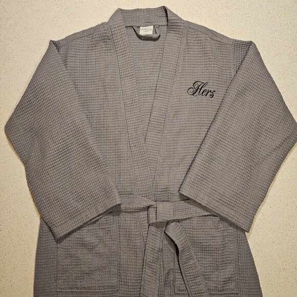 Hotel Spa Robe Waffle Weave HERS Egyptian Cotton Luxor Las Vegas Full Length OS - Picture 5 of 10